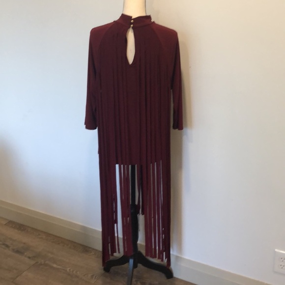Touch Me burgundy red tassel  shirt 3/4 sleeves back closure SZ 1X - Picture 7 of 11